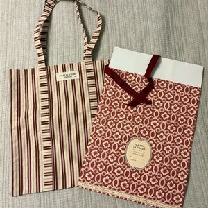 Sézane Striped Tote Bag in Cream & Burgundy